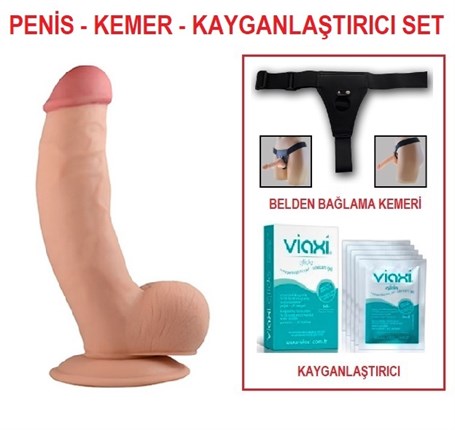 20 cm Belden Bağlamalı Realistik Dildo Penis Set