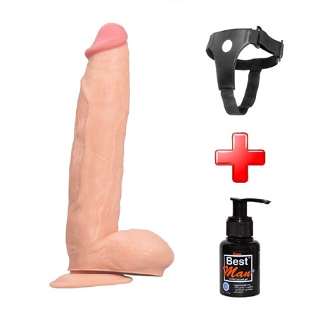 31 cm Belden Bağlamalı Vantuzlu Realistik Penis Anal Vajinal Dildo