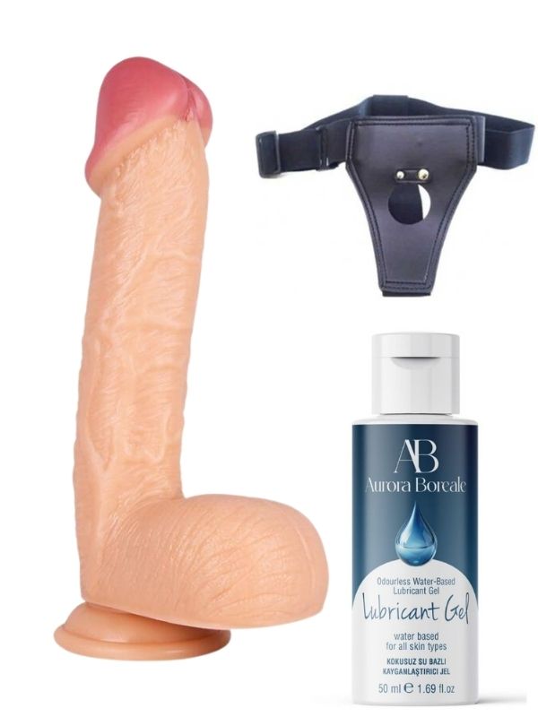 Belden Bağlamalı Kayganlaştırıcı Set Noctis 34cm Realistik Dildo No:72