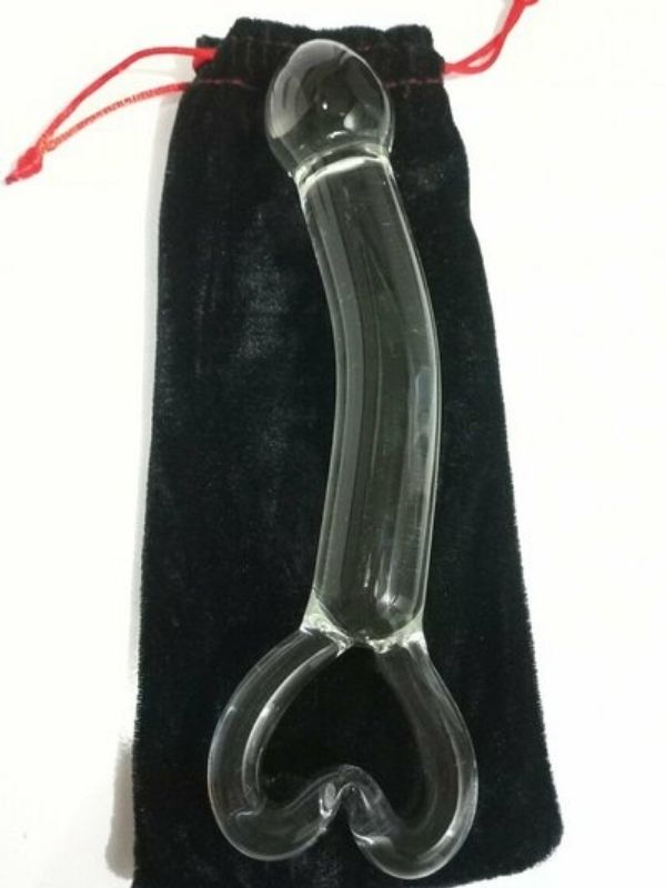 Kalp Detaylı Cam Dildo