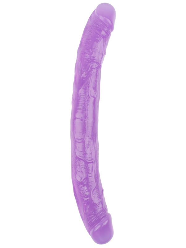 Hi-Rubber Şeffaf Jel Çift Taraflı Dildo - 32.5cm Mor